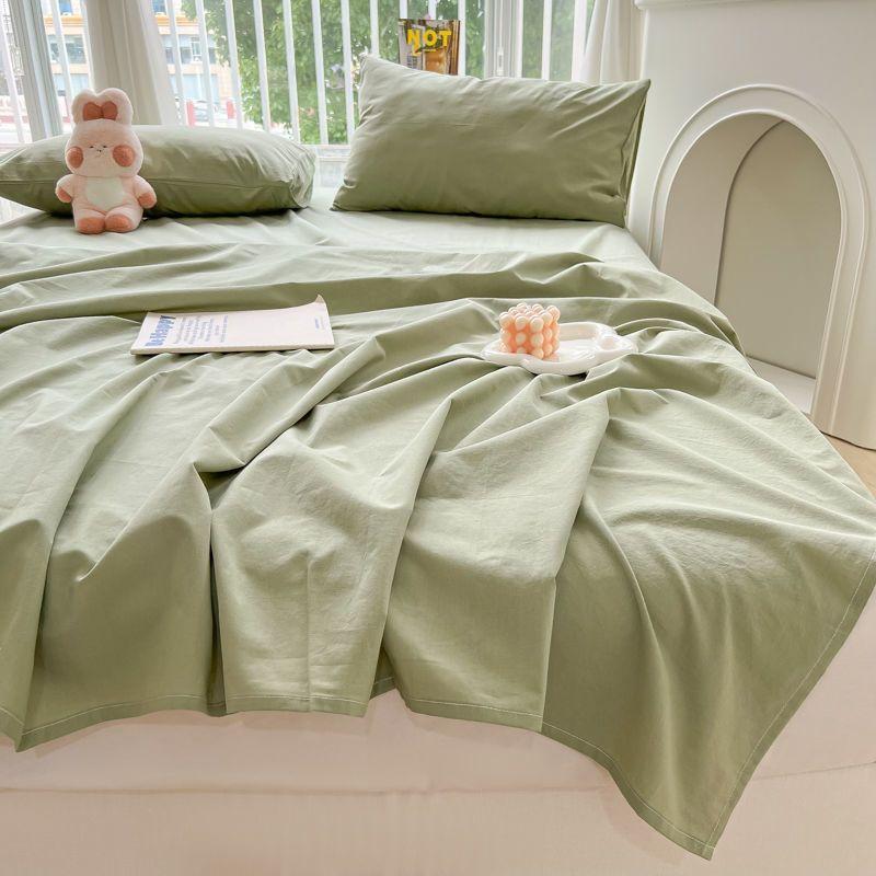 Cream Style Plaid Solid Non-slip Bed Sheet For Student Dorm Single Double Household Bed