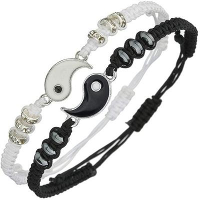 Braccialetti Migliori Amici 2 Braccialetti Coordinati Yin Yang con Cordino Regolabile per Bff Relazione di Amicizia Fidanzato Ragazza CLE