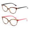Qi Song Set Blue Light Cat Eye Reading Glasses Stylish Senior Glasses with Case Cloth Power Range To Leopard [Qi Song] Three-Color - & - "+1.0 +3.5"