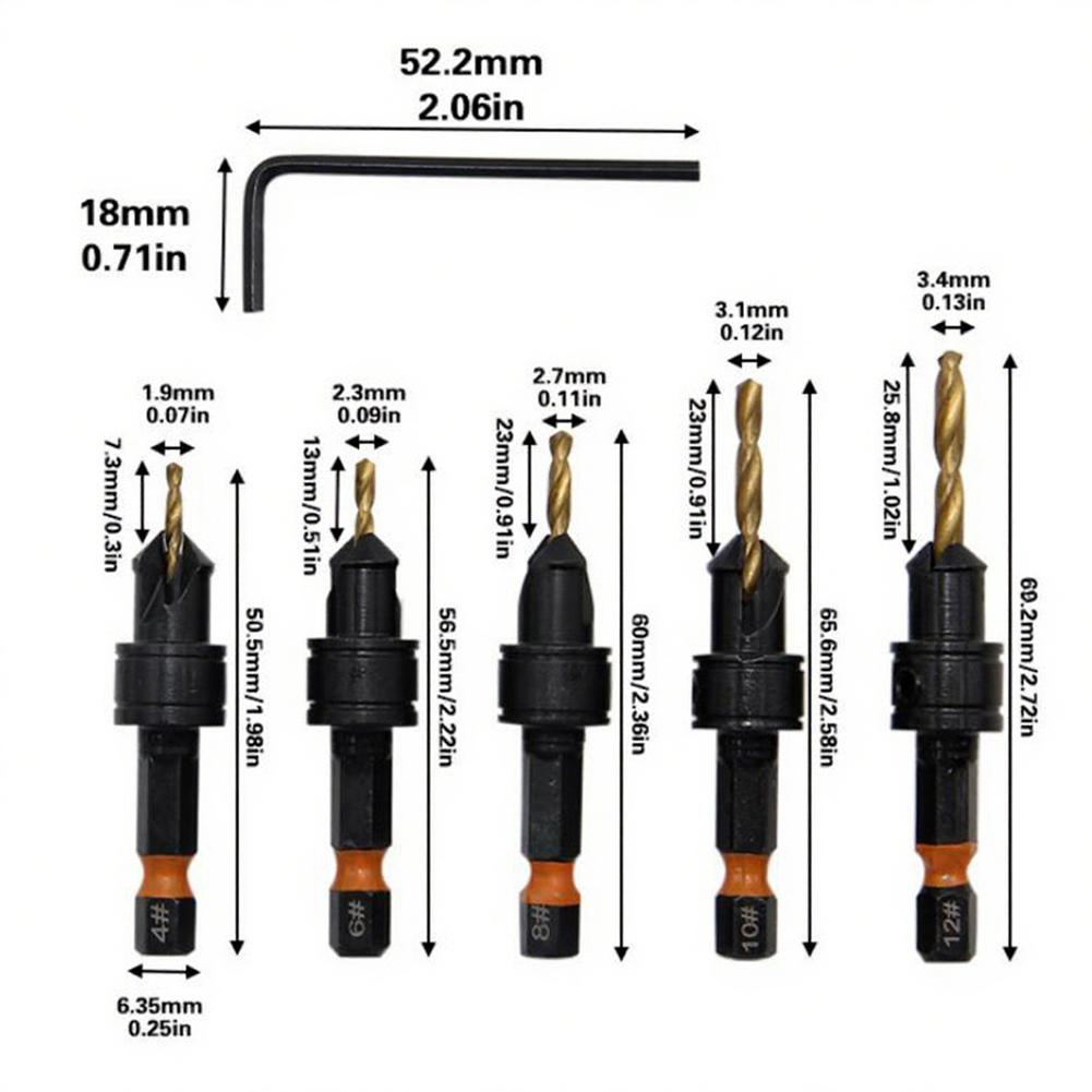 DIY Woodworking Project Adjustable Drill Bit 82 Countersink Angle Adjustable Depth Control Clean Burr-free Holes