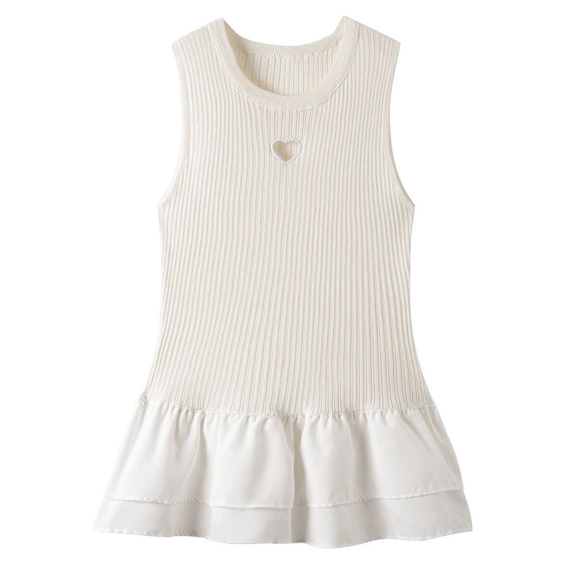 

Стильный безрукавный жилет с вырезом в форме сердца - Летний стиль, Приталенный крой, Сладкий и пикантный дизайн One size (up to 125 lbs) белый