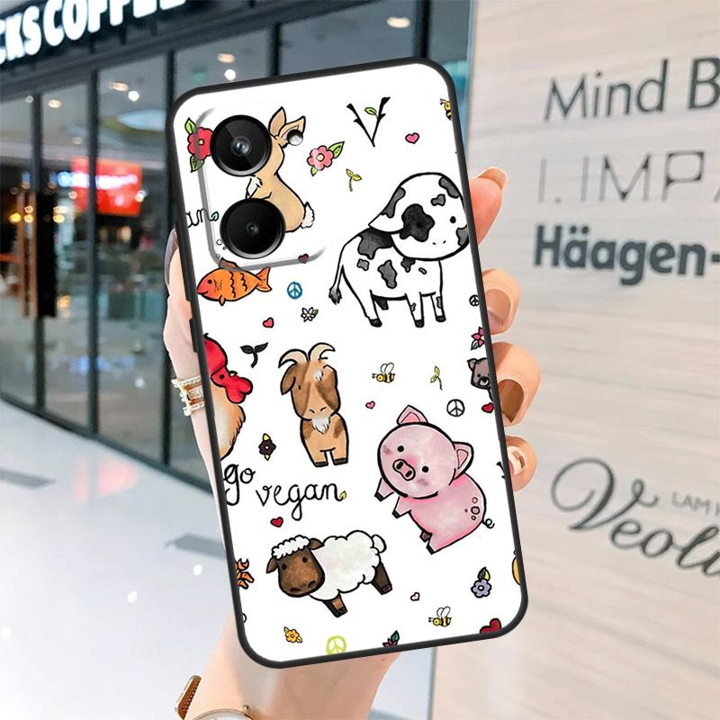 Vegan Pattern Case For Realme 15 Pro 14 13 11 12 Pro Plus GT7 GT6 C55 C51 C53 C35 C33 C61 C65 C67 C71 C75