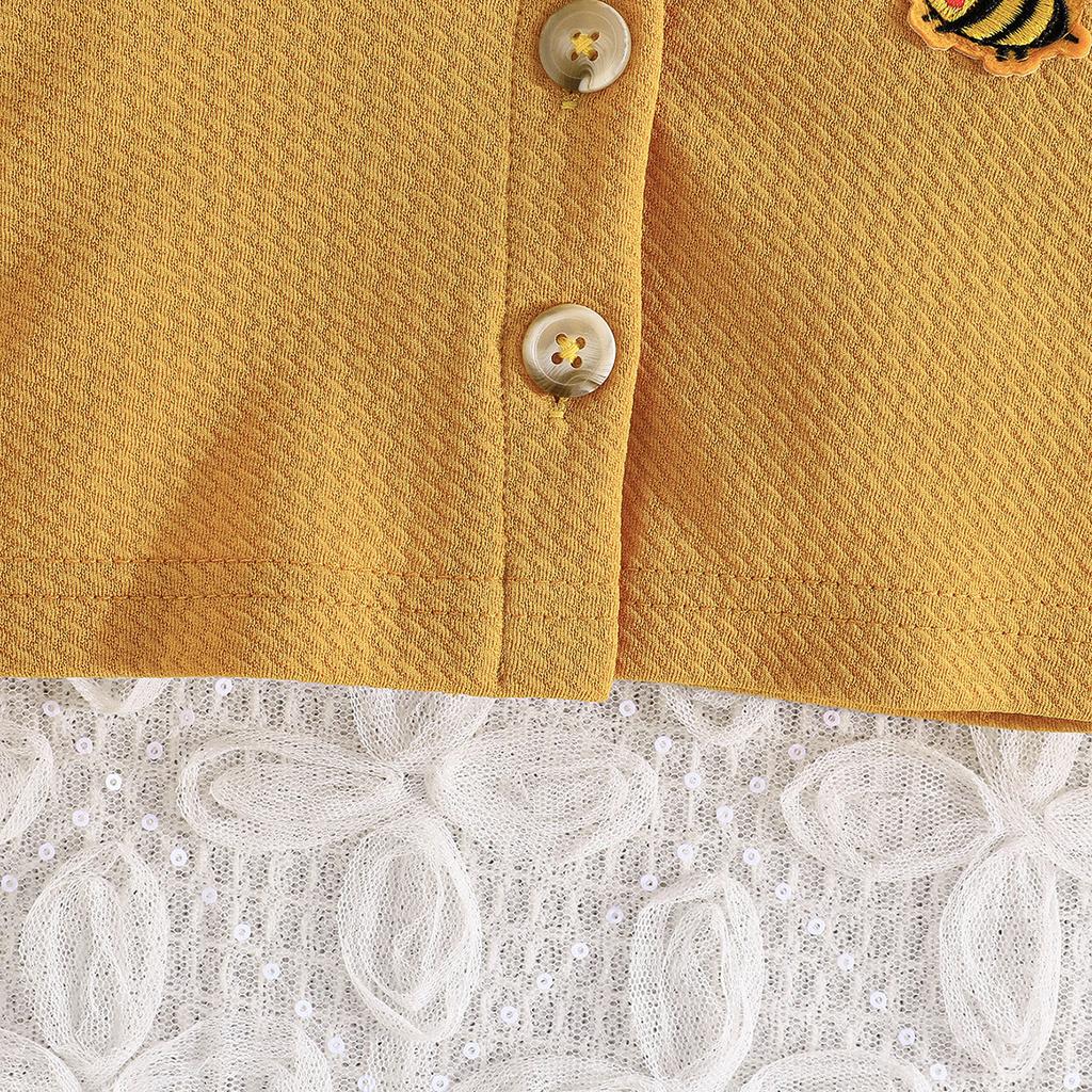 Girls' Autumn and Winter Little  Style Jacket and Strap Dress Two-Piece Set 