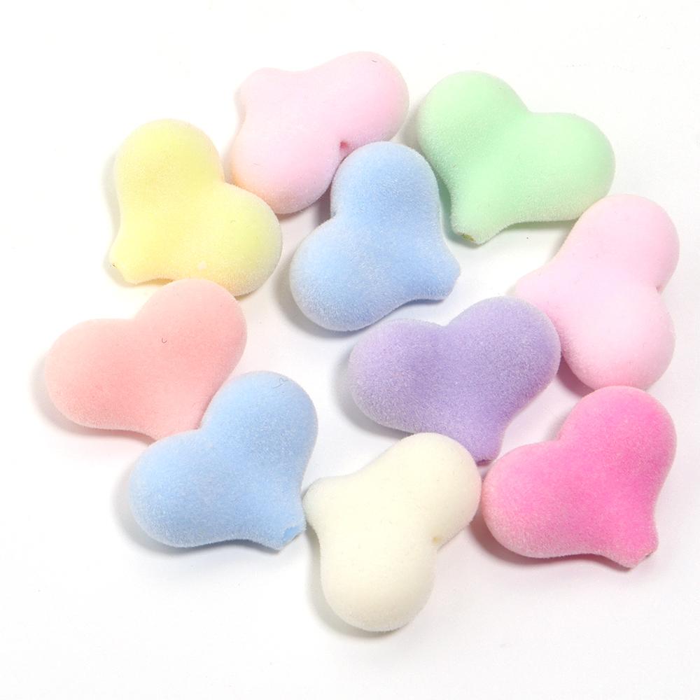 10 Stück Beflockte Acrylperlen Mischfarbe Mehrere Stile Spacer Anhänger Perle für Schmuckherstellung DIY Halskette Ohrringe Haarschmuck