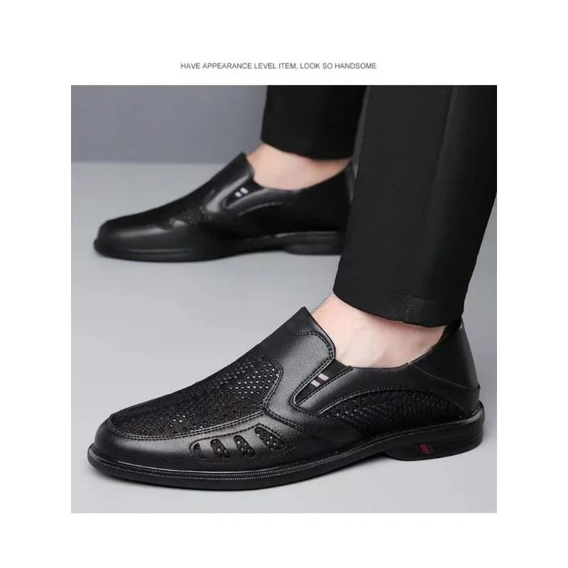 Fashion Summer Fashion Hollow Male Loafers Designer New Slip-on Business Men's Shoes Casual Mesh Leather Man Shoe