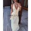Summer Women clothes Holiday Style Loose Big Hemline Starfish Decoration V-neck Sleeveless High Waist Long Patchwork Dress