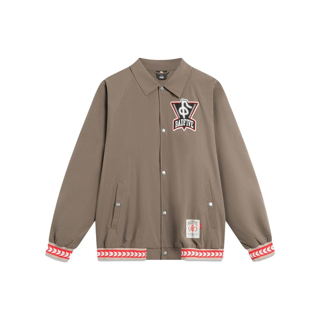 Li Ning Badfive Printed Embroidered Single-Breasted Jacket Men Jacket Mushroom-Brown AFDT737-1