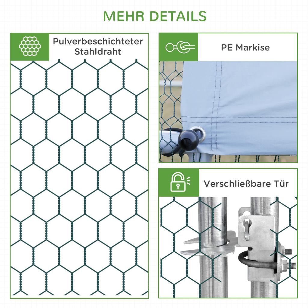 Galvanised Walk In Chicken Run W/ Cover 6 X 3 X 2m Silver