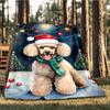 1pc Christmas Poodle Outdoor Flannel Blanket , Machine Washable Perfect Gift for Birthday , Holiday Travel Accessory , Durable Material