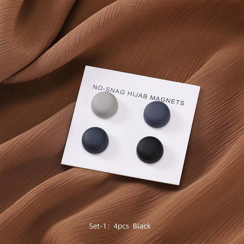 4Pairs / Card Matte Magnet Hijab Pins for Muslim Ramadan Headscarf Women Shawl Strong Magnetic Button Headscarf Magnetic Brooch