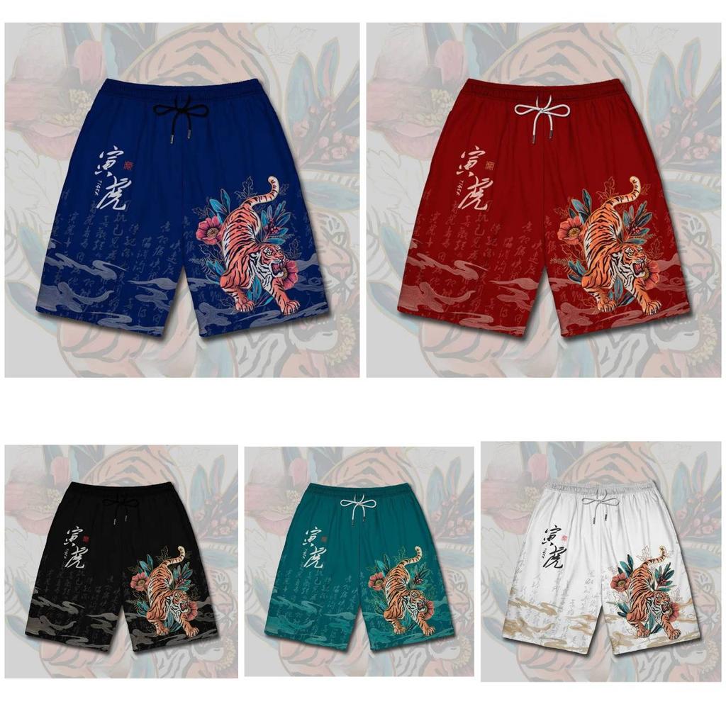 Chinese Tiger Flower Boxing Muay Thai Kickboxing Training Shorts Print Martial Art Boxer Unisex Men Women Kid Fighting Fitness Sport Gym Workout