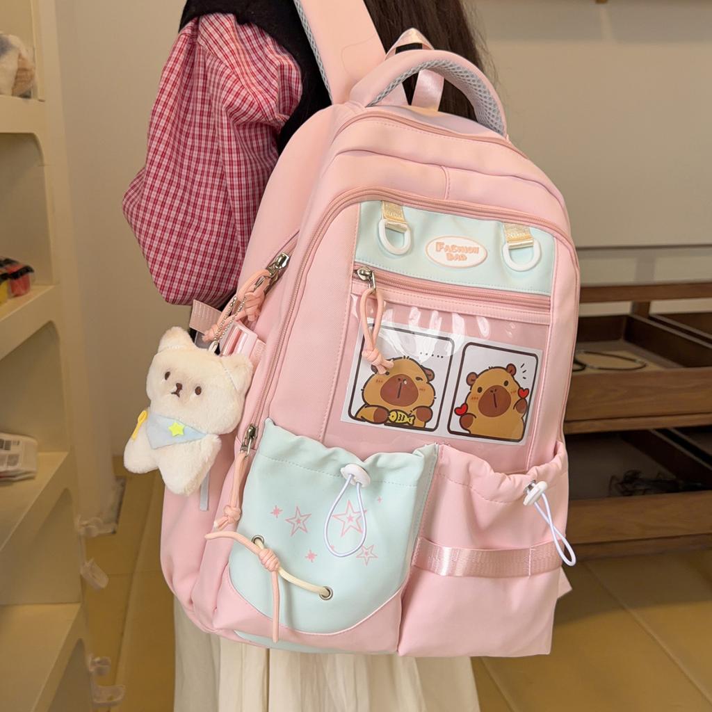 Schoolbag Contrasting Color Junior High School Student Large Capacity Schoolbag Female College Style High School Student Small Fresh Backpack Cute