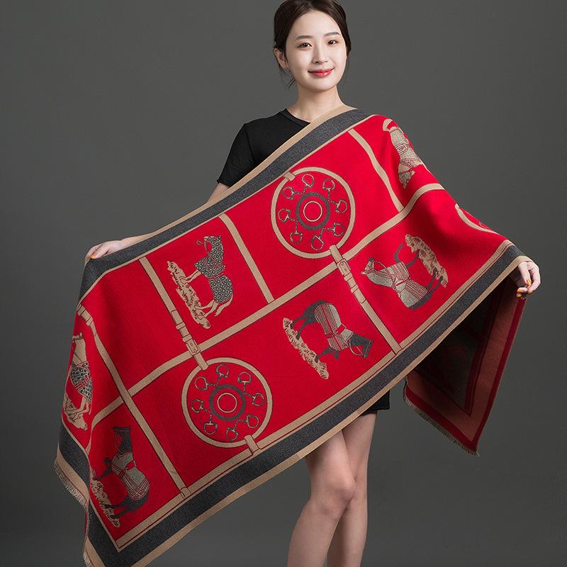 Women S Thick Faux Cashmere Double Sided Cashew Pattern Scarf Winter Shawl