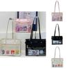 Color Simple Solid Shoulder Bag With Transparent Layer For Storing Badges