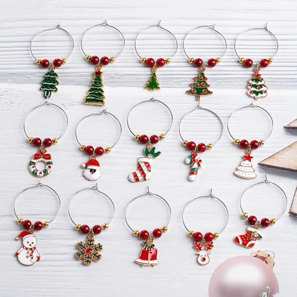 Christmas Glass Cup Identifier Santa Claus Hat Wine Glass Decor Ornaments Christmas Decorations Navidad Noel New Year 2026