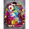 Boys' 3D digital printed splash football pattern hooded sweatshirt with bright color block design