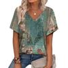 Fashion Leopard T-Shirts Floral Flower 3D Print Women Summer V-Neck Short Sleeve T Shirt Y2K Tees Harajuku Tops Female Clothing