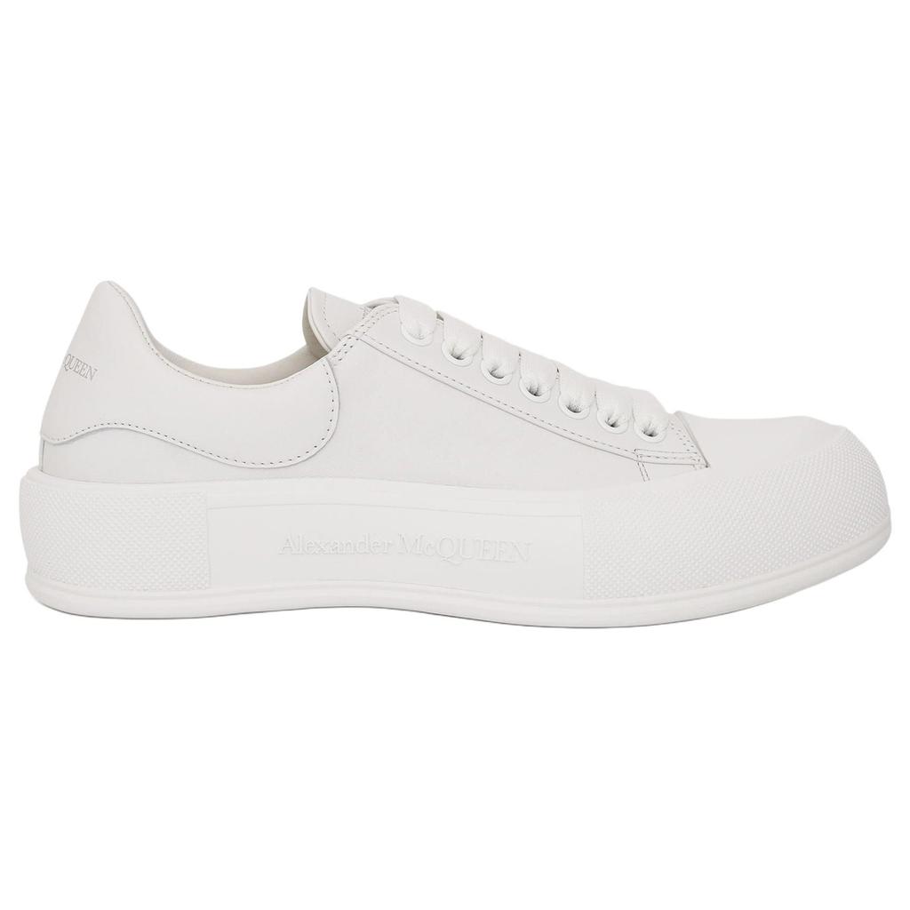 Alexander Mcqueen Deck Leather Comfortable Low Top Stylish Skateboarding Shoes Men's White 705201WIAB69065