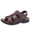 Men's Sandals Men's Leather Non-slip Beach Shoes Breathable Middle-aged and Elderly Men's Shoes Velcro Design Middle-aged Men's Shoes