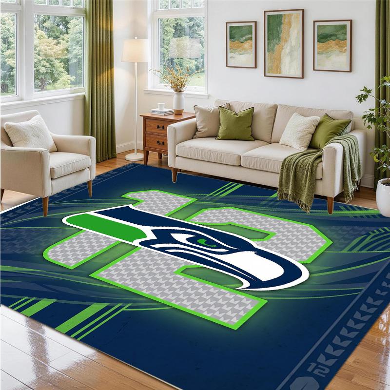 Seattle Seahawks Design Crystal Velvet Rug Soft Decorative Mat for Bedroom Entrance