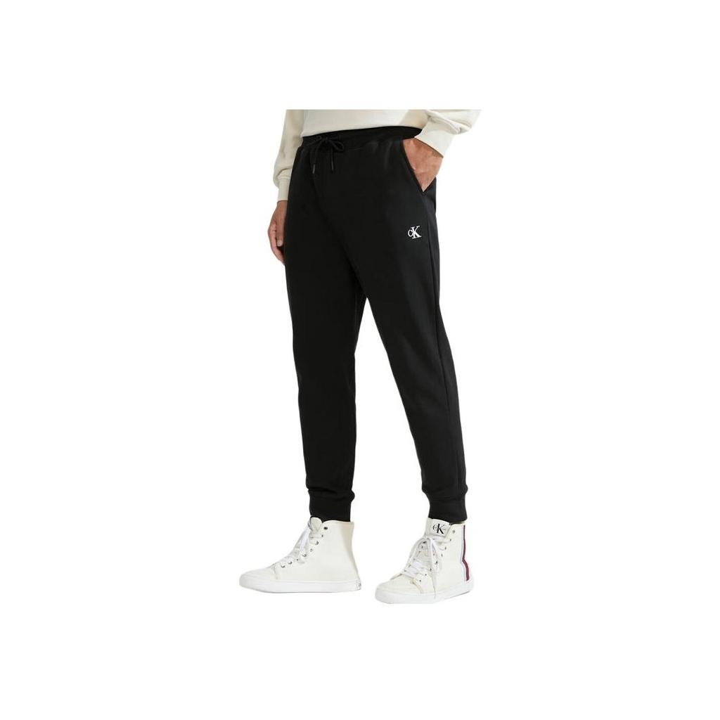 Calvin Klein Minimalist Embroidered Letter Drawstring Cuffed Fleece Knit Casual Pants Men bottoms Space-Black J324317-BEH