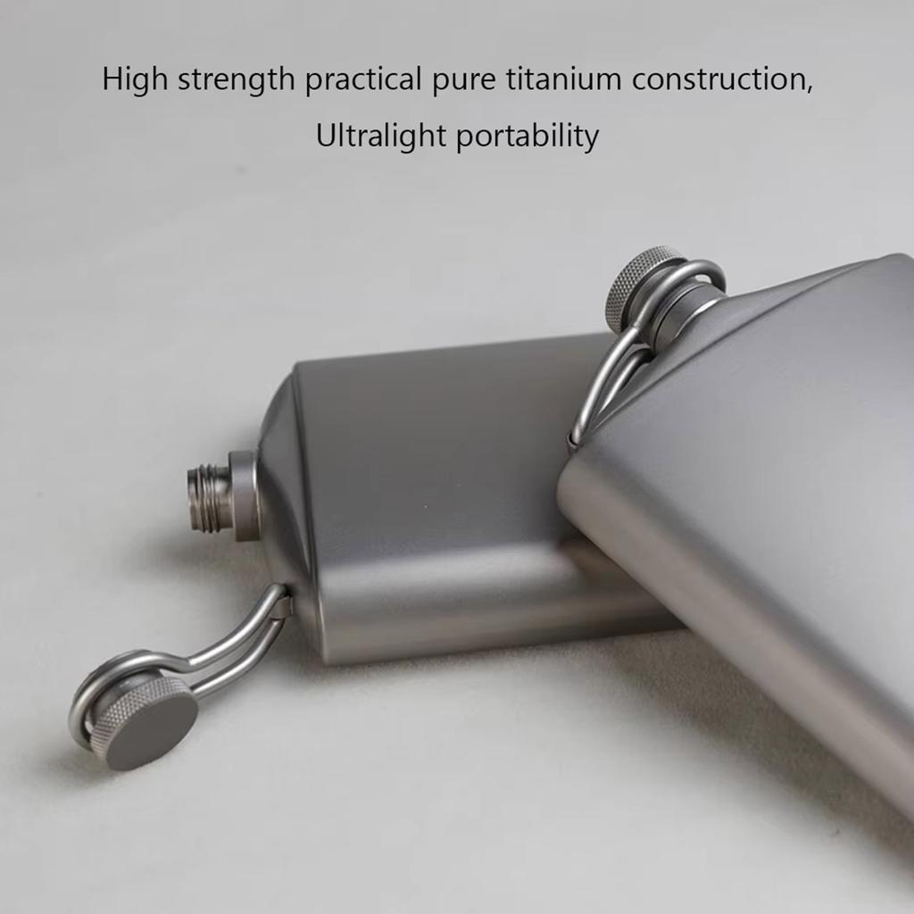 Portable 260ml/200ml Titanium Wine Flask Unique Titanium Flat Bottle 260ml 200ml for Camping and Outdoor Activities