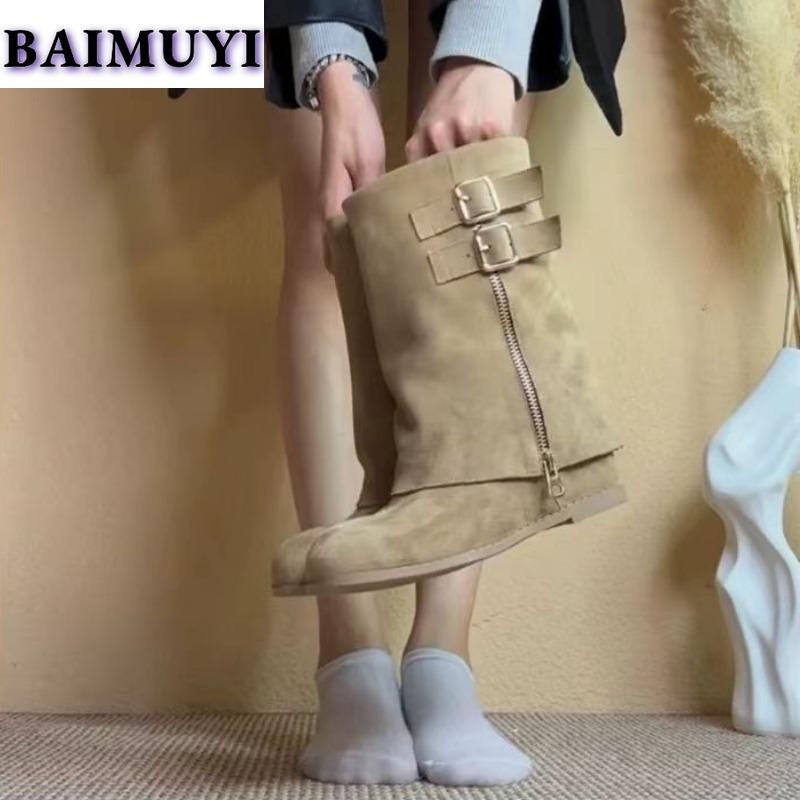 Kotníkové boty Dámské Chelsea boty Klínky Vysoké podpatky Zimní Semišové Sněhové Designérské Goth 2024 Trend Žena Nová Značka Podzim Botas Mujer