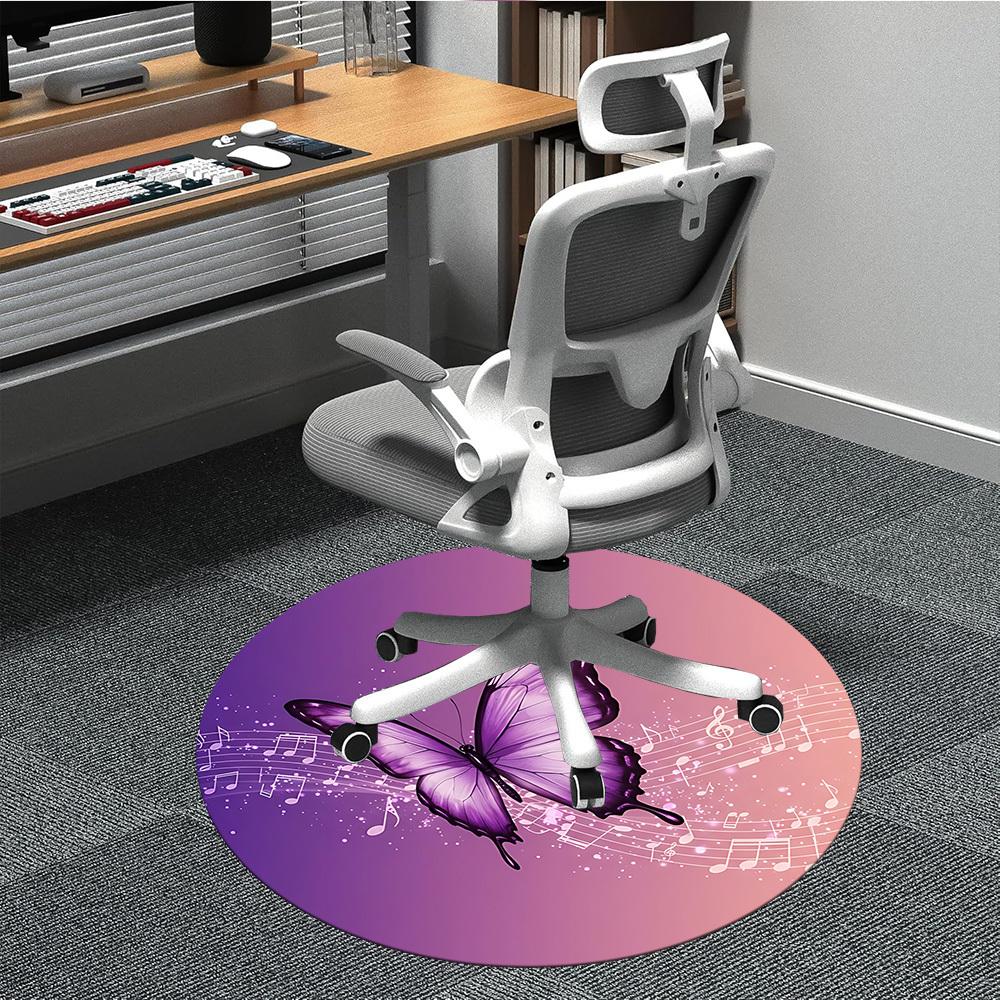 1pc Butterfly MusicChair Carpet for Office, Indoor Non-Slip Washable Polyester Fiber Carpet, Mat For Office, Machine Washable