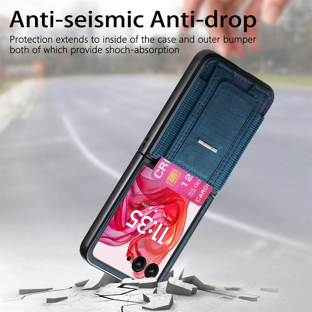 For Motorola Razr 60 Ultra 5G Case Kickstand Retro Leather Back Cover with Card Holder