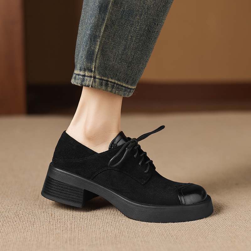 Krazing Pot Flock Round Toe Chunky Heels Spring Summer Shoes Big Size 43 Size 33 Women Lace Up Platform Pumps 34 чёрный 5560₽