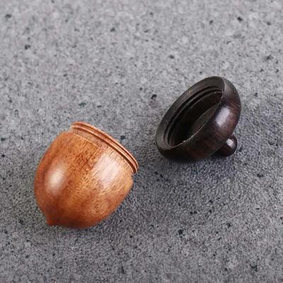 Θήκη Mini Pill 1Pc Θήκη για μπουκάλι από συμπαγές ξύλο Sandalwood Rescue Container Storage Box Θήκη χαπιών Θήκη για χάπι Μπρελόκ
