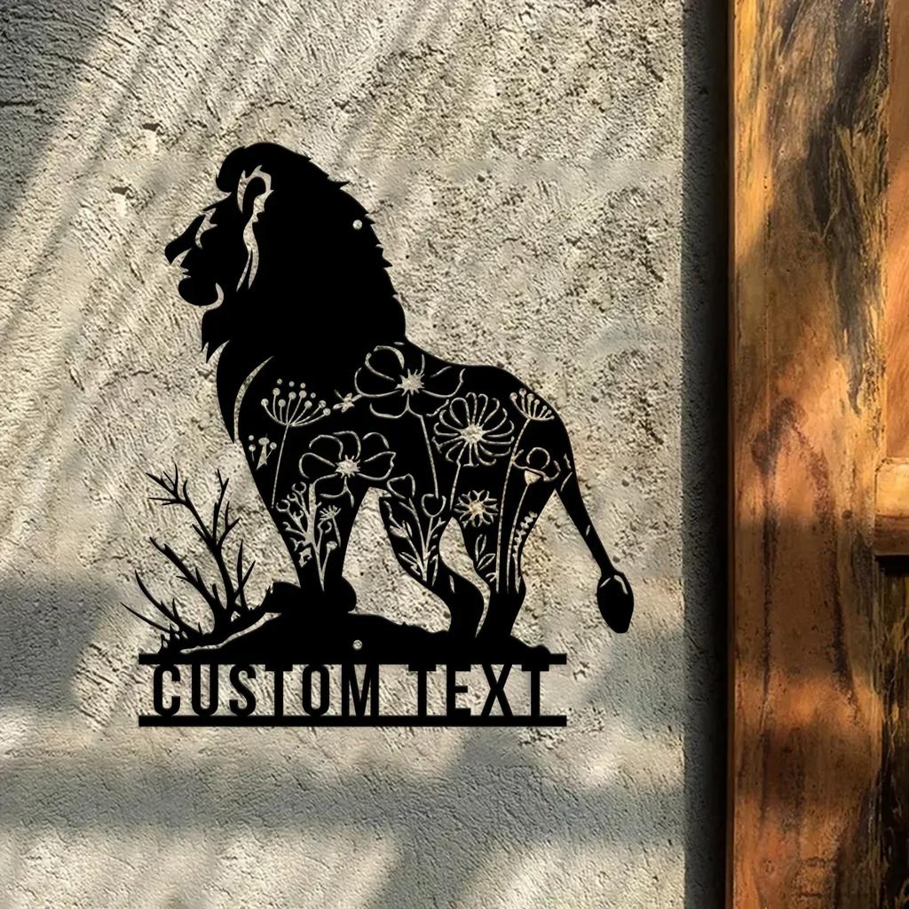 Metal Wall Art King Lion Wild Animal Home Decor Floral Gift for Men