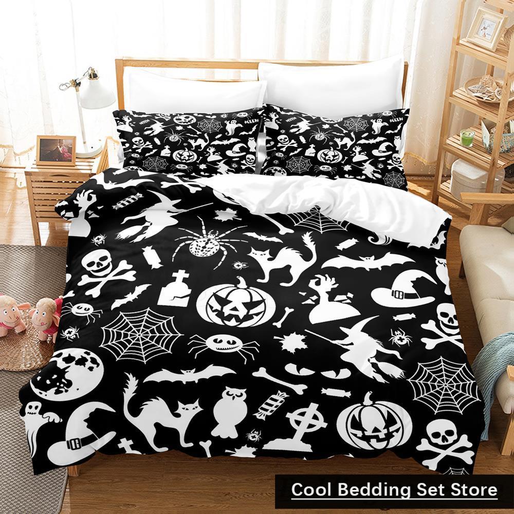 New Halloween Flying Vampire Bedding Set Single Twin Full Queen King Size Bed Set Adult Kid Bedroom Duvetcover Sets Anime Bat