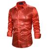 Men's Shines Sequins Long Sleeve Button Down Shirt for Halloween Cosplay 70s Disco Party Dress Shirt