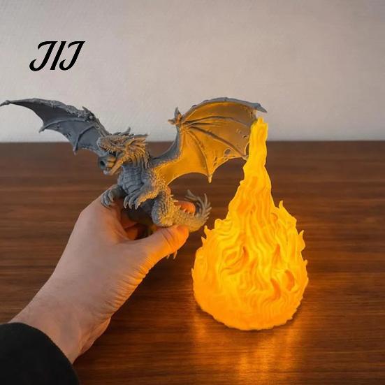 Fine Carving Figurine Dragon Bookshelf Nook Light, Fire-Breathing Fantasy Shelf Decor, LED Modern Interior Ornament Night Lamp for Bedroom Living Room