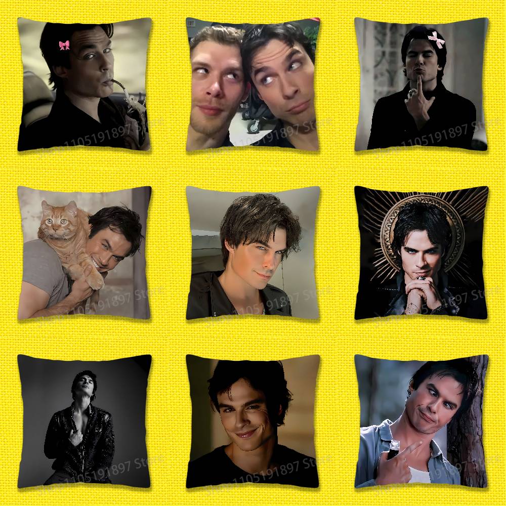Pillow Case For 45*45cm 40cm 55cm 50cm 30cm Square Car Pillowcase Shell Actor D-Damon Salvatore Throw