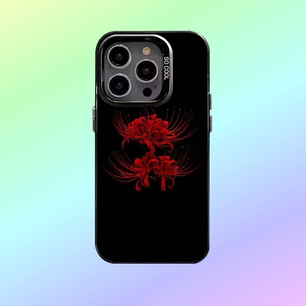 Rote Spinnenlilie Blume Handyhülle   Für iPhone17,16,15,14,13,12,11 Plus,Pro Max Schwarz Candy Matt Stoßfeste Hülle