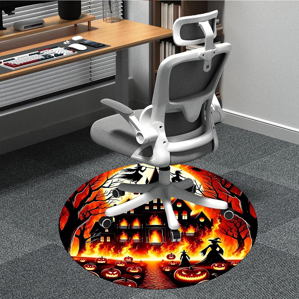 

1pc Haunted House Chair Carpet for Office, Round Polyester Mat, Indoor Decor for Office, Washable Non-slip Carpet yy251219093 80cm by 80cm