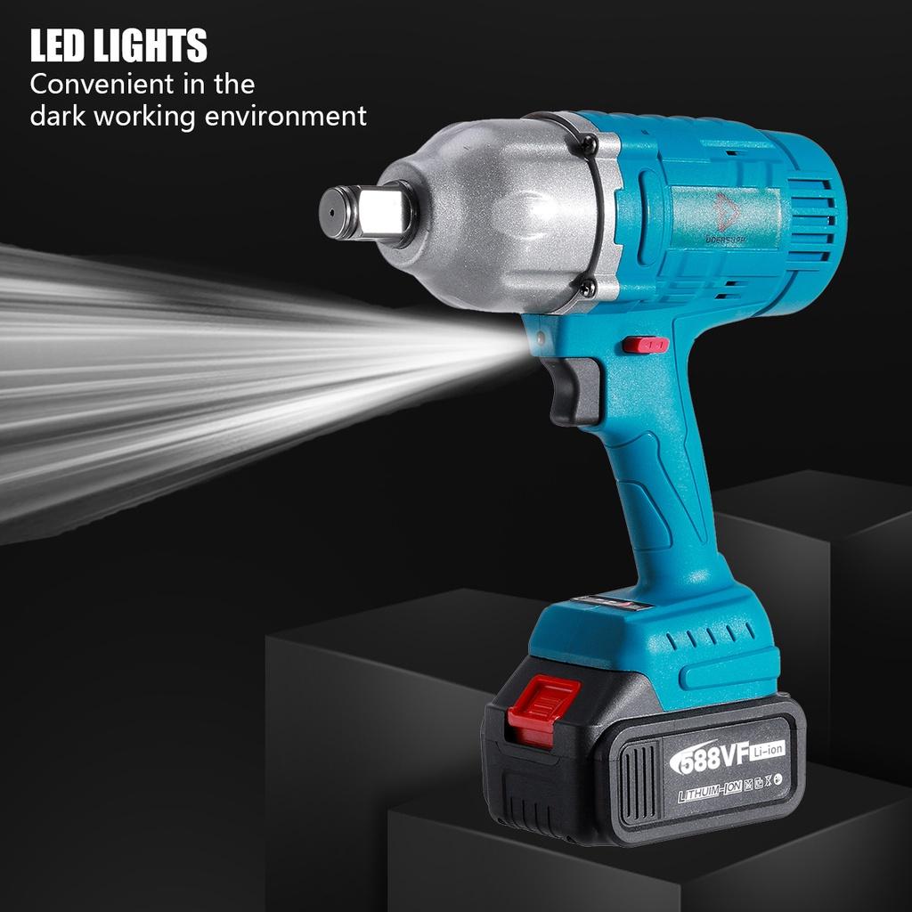 2000N.M Ασύρματο ηλεκτρικό κρουστικό κλειδί 3/4 ιντσών Υποδοχή Ηλεκτρικά εργαλεία 588Vf Li Battery +φωτισμός LED Προσαρμόζεται σε Makita 18V