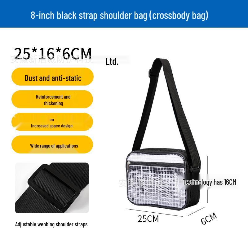 

17 Anti-static PVC Mesh Transparent Black Backpack - Unisex Lightweight Large Capacity Dust-Free Bag