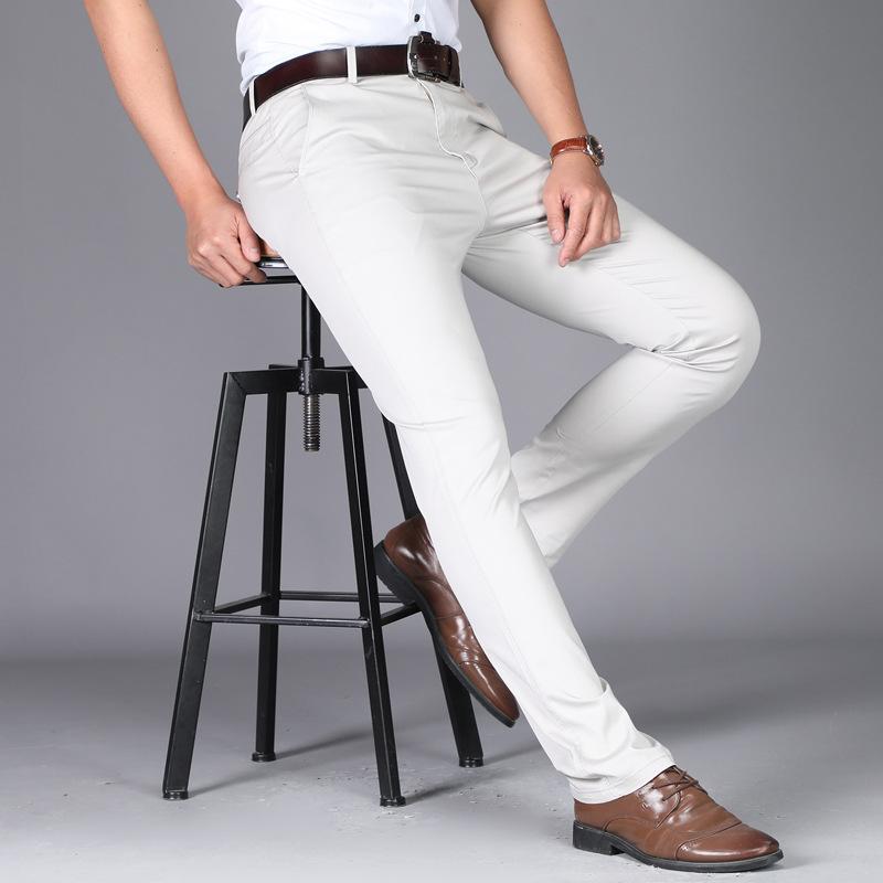 

Men s Slim Suit Pants Fashion Business Casual Cotton Green Black Khaki Trousers Male Brand Clothing 42