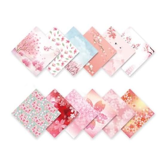 Origami Double-Sided 200 Sheets 15cm Square Origami Origami Thousand Paper Cranes Flower Paper Washi Style Cherry Blossom Chiyogami Origami Set Large