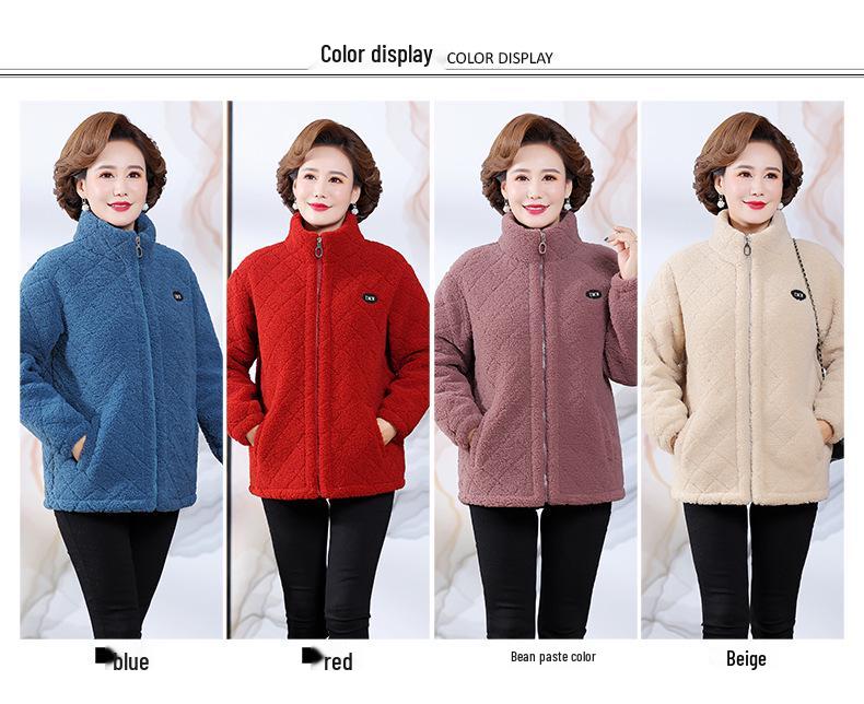 Mom's Autumn/Winter Velvet Hoodie: Thick, Short, Plus Velvet Jacket for Fashionable Middle-Aged and Elderly Women.