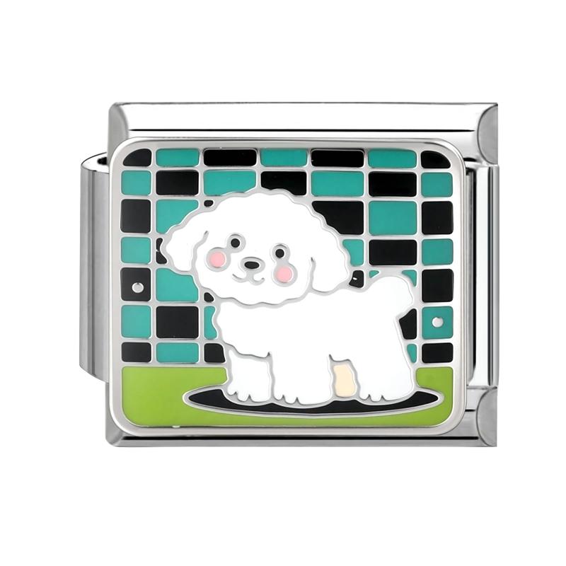 

Fashion Kawaii Cartoon Cats Dogs Flowers Guitar DIY Charm Link Fit 9MM Stainless Steel Women Men Making Bracelet Jewelry Gift