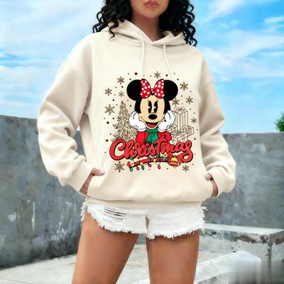 Oversized Vintage Minnie Mouse Christmas Women Men Hoodie Funny Cartoon Printed Pullover Sweatshirt Spring Autumn Fashion Tops
