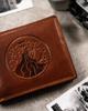 Large men's leather wallet with zodiac embossing - Peterson