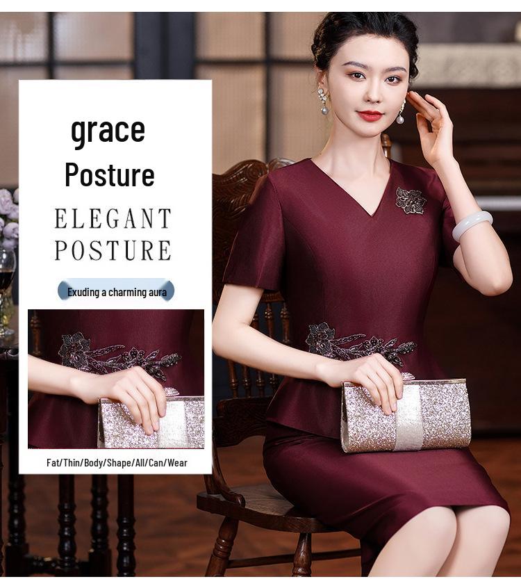 2025 Elegant Young Mother of the Groom Slimming Faux Two-Piece Dress