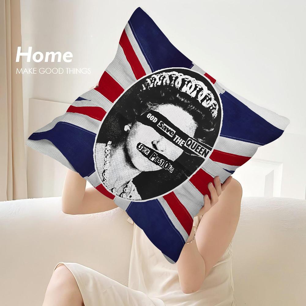 S-Sex P-Pistols Band Pillow Case Sofa Decorative Home Double-sided Print Plush Square Throw Pillow Covers Cushion Decor Cover