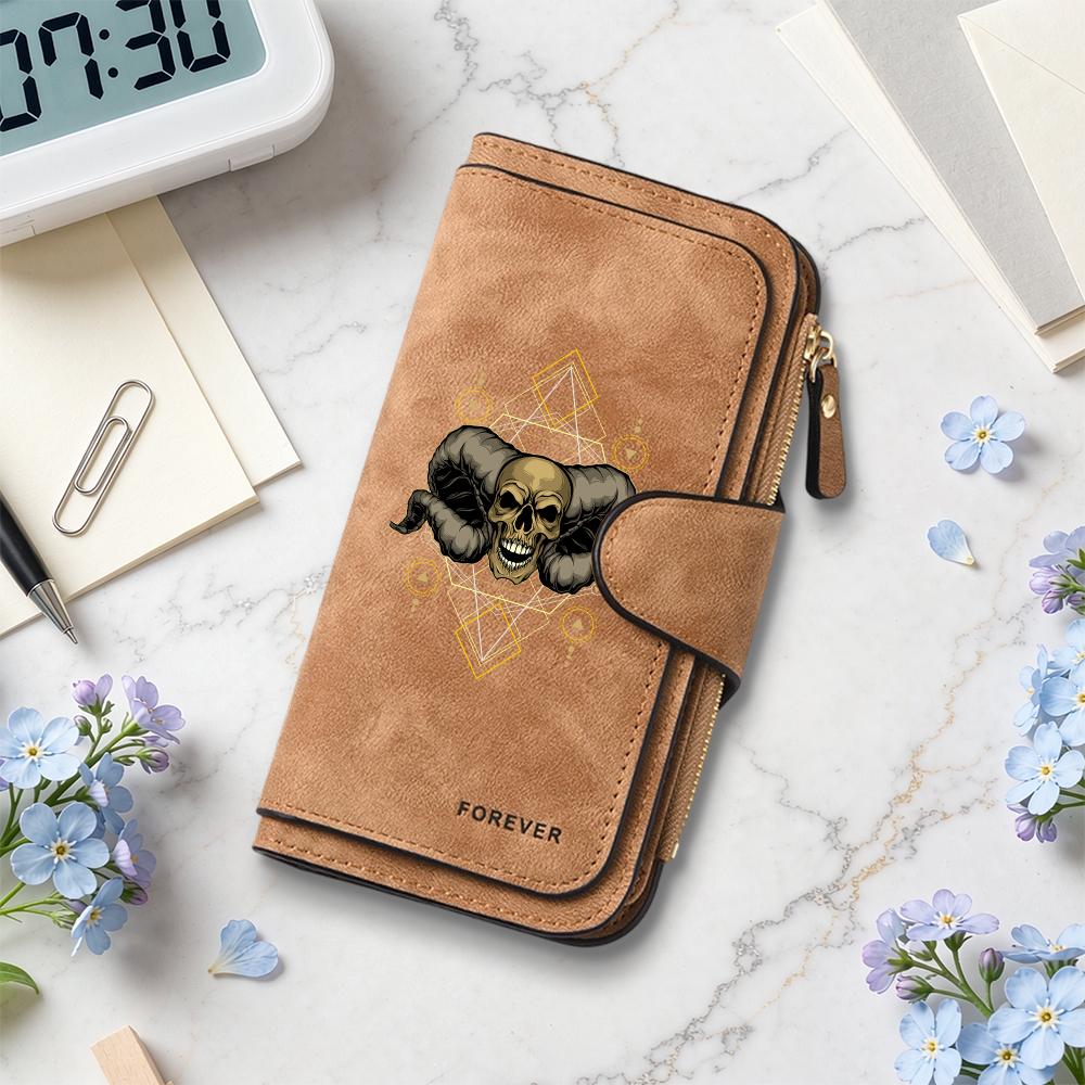 Gothic Skull PU Long Wallet Portable Card Holder Daily Use Purse
