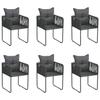 Exclusive House - Set of 6 Outdoor Chairs with Cushions Black Wicker Resin